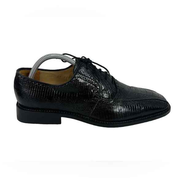 Belvedere Geniune Ostrich Oxford Shoes Size 8.5 M Black Casual Leather Exotic